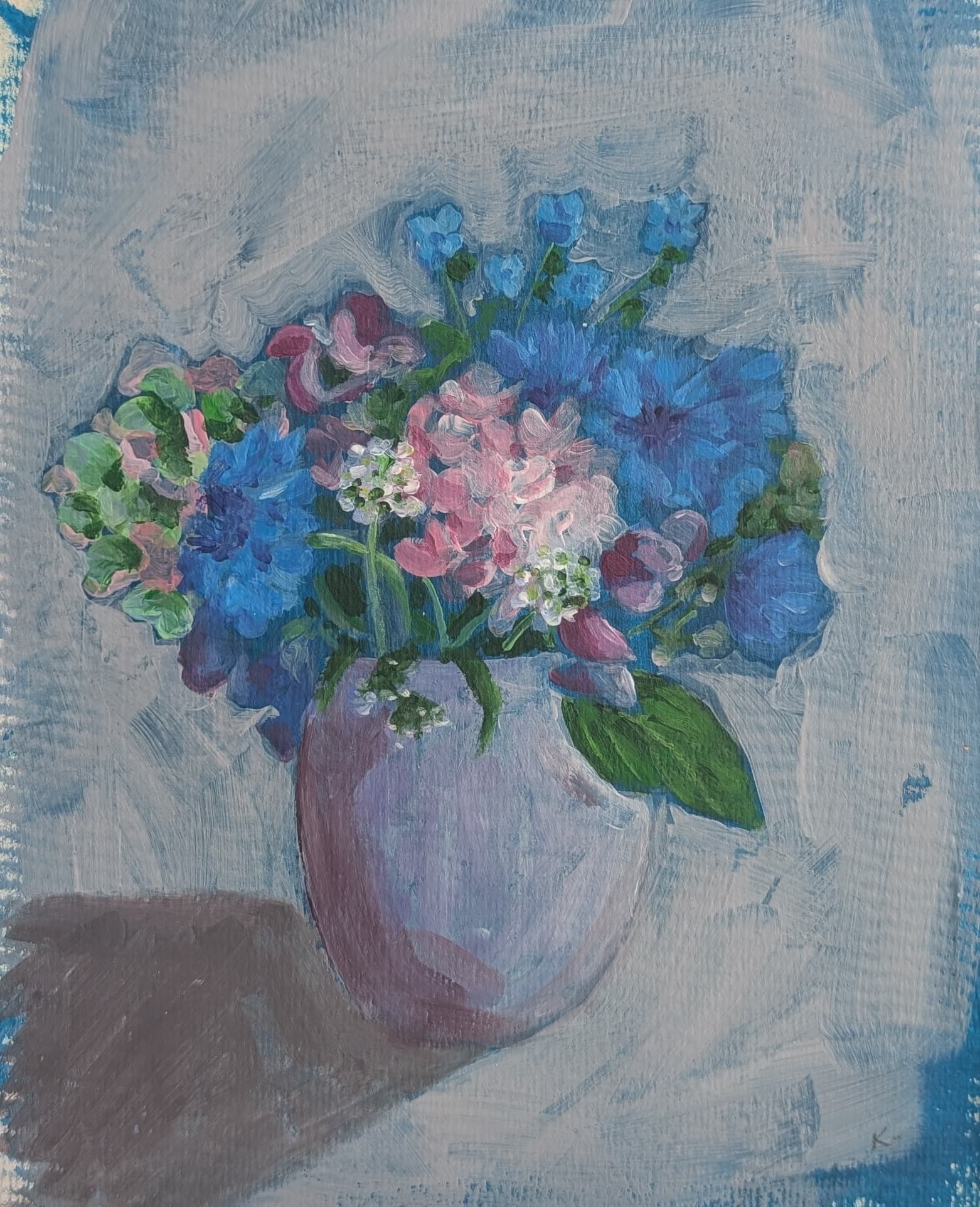 Flowers, oil on paper