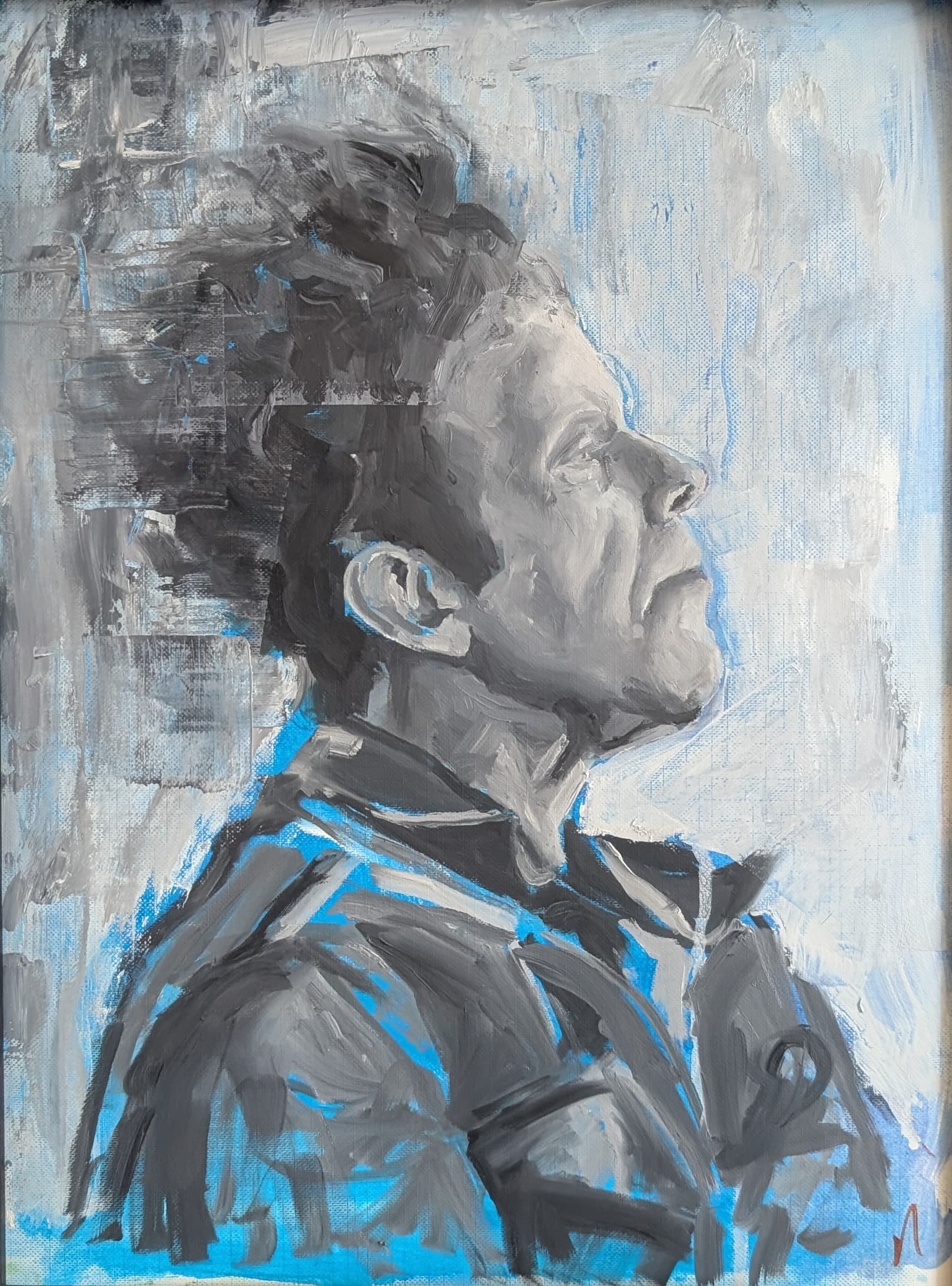 Tom Waits, oil on paper