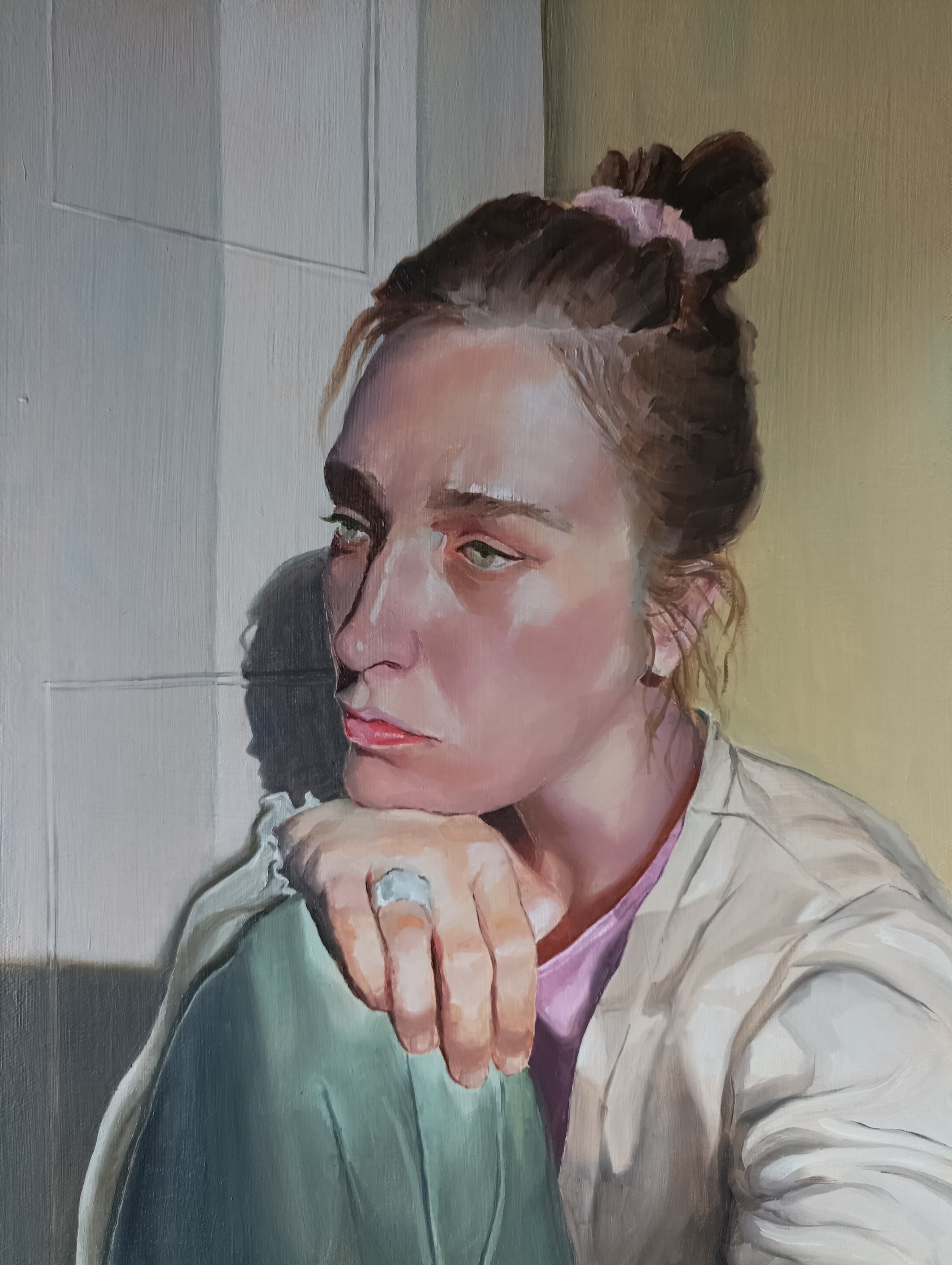 Bernadette, oil on board