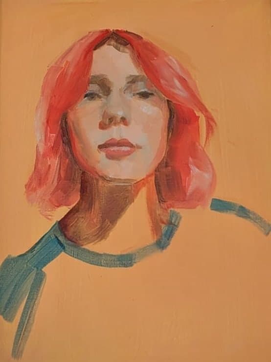 Red hair, oil on board
